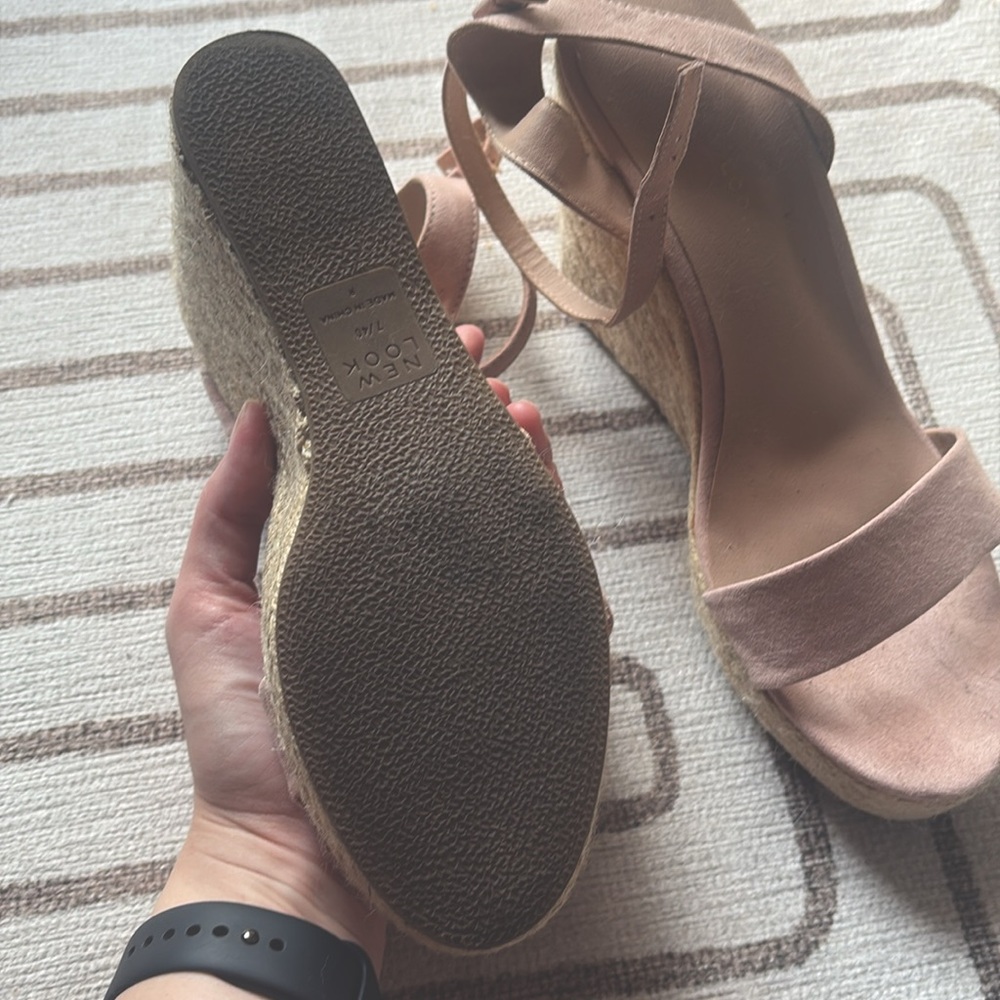 Elegant Blush Pink Espadrille Wedge Sandals - Picture 5 of 5
